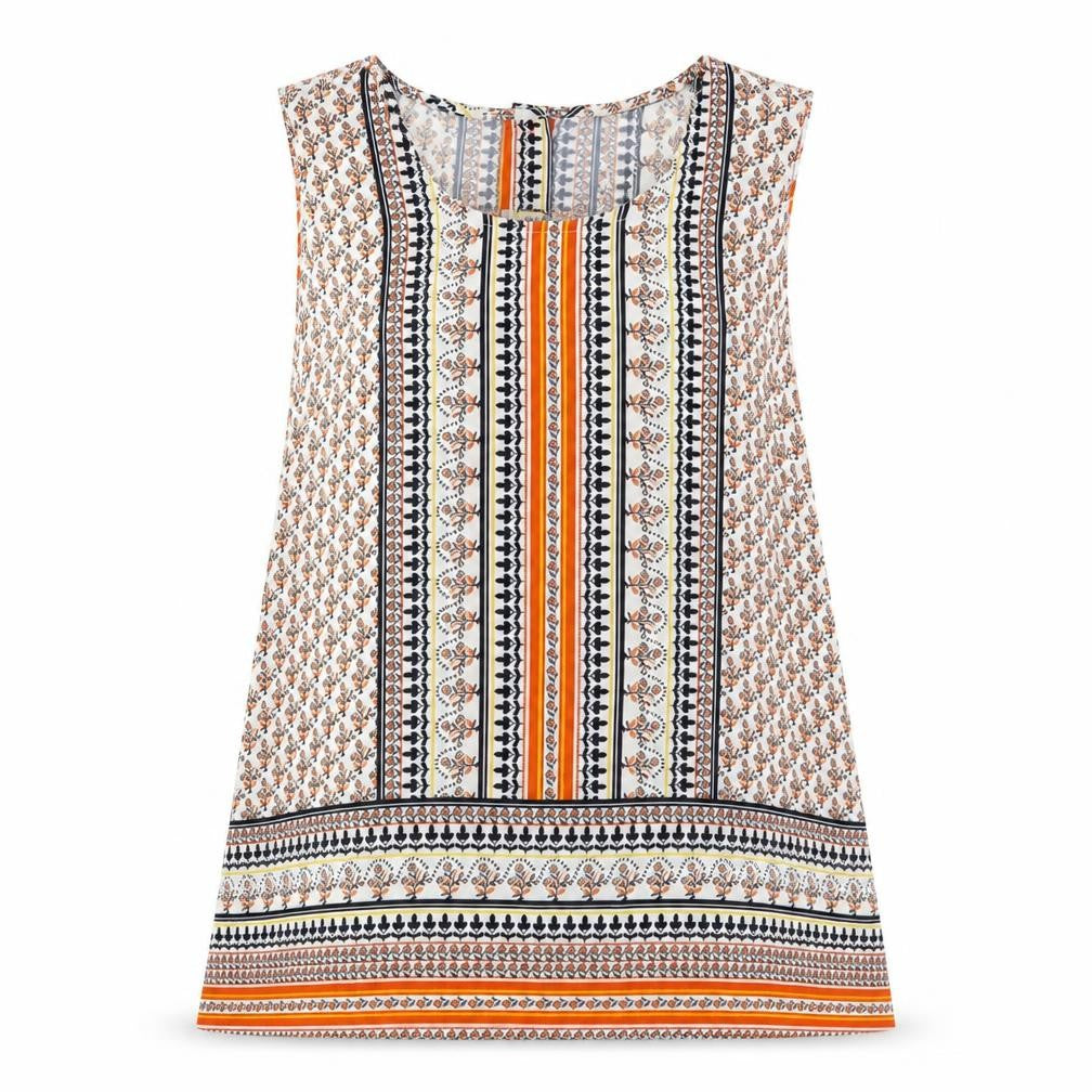 Front view of Cynthia Rowley women’s multicoloured floral polyester basic blouse, size M, round neck