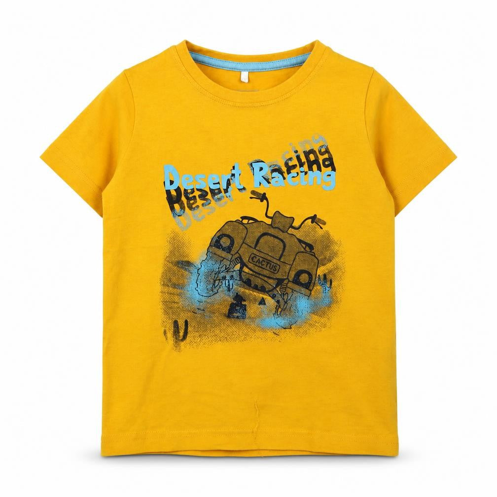 Front view of NAME IT boys’ orange cotton basic t-shirt, size 4, years round neck