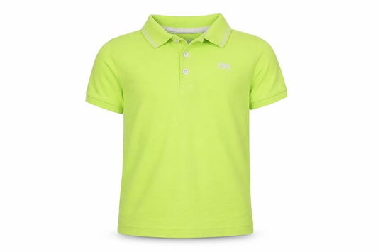 Front view of F&F boys’ green cotton basic polo, size 2-3, years collared