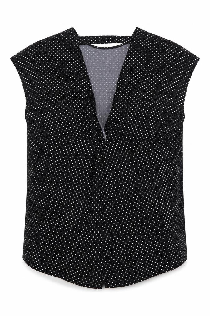 Front view of SHEIN women’s black polka dot polyester basic blouse, size 3XL, v-neck
