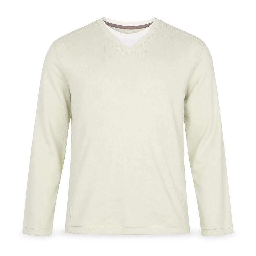 Front view of Next men’s beige round neck cotton jumper, size L