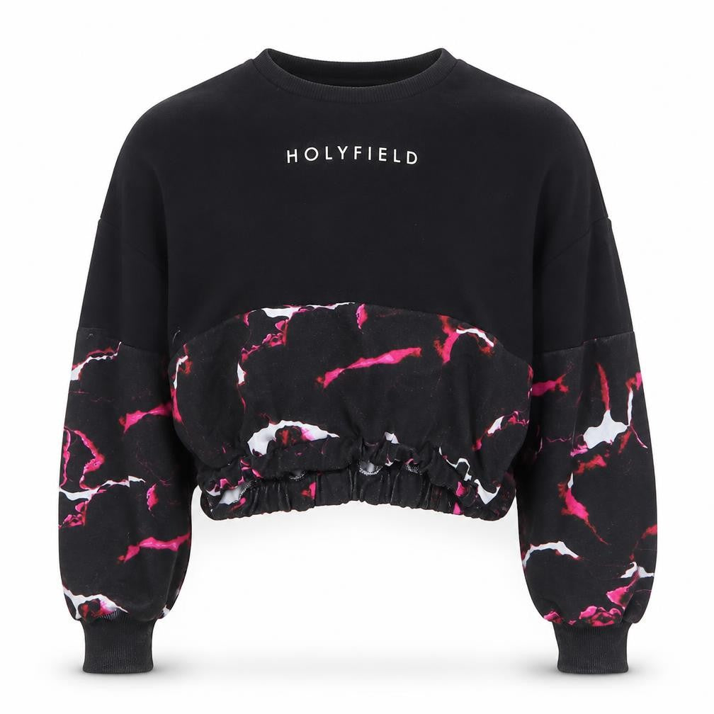 Front view of Hollyfield girls’ black polyester pullover sweatshirt, size S, pullover - 8-10 years