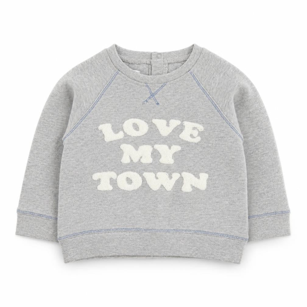 Front view of Vertbaudet Baby Grey Cotton jumper, size 12-18, Months Snap
