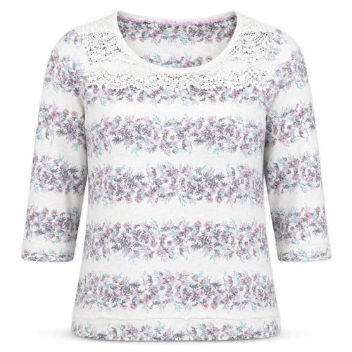 Marks and Spencer Womens White Round Neck Floral Cotton Pullover Jumper Size 10