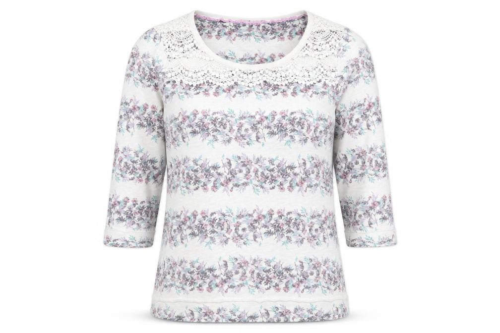 Marks and Spencer Womens White Round Neck Floral Cotton Pullover Jumper Size 10