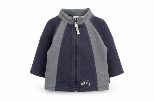 Front view of Mexx Baby Blue Cotton Full Zip Jumper, size 12-18, Months Zip