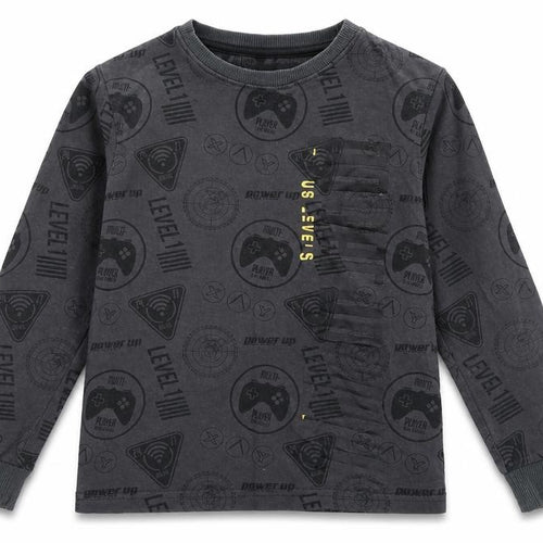 NEXT Boys Grey  100% Cotton Jersey T-Shirt Size 6 Years Round Neck Pullover - Gaming
