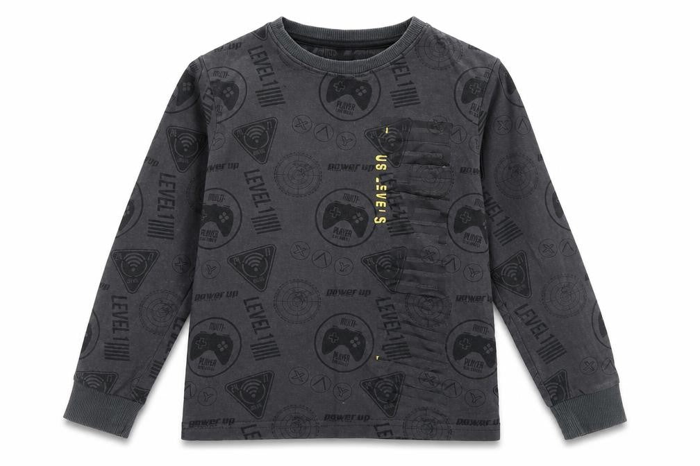 NEXT Boys Grey  100% Cotton Jersey T-Shirt Size 6 Years Round Neck Pullover - Gaming