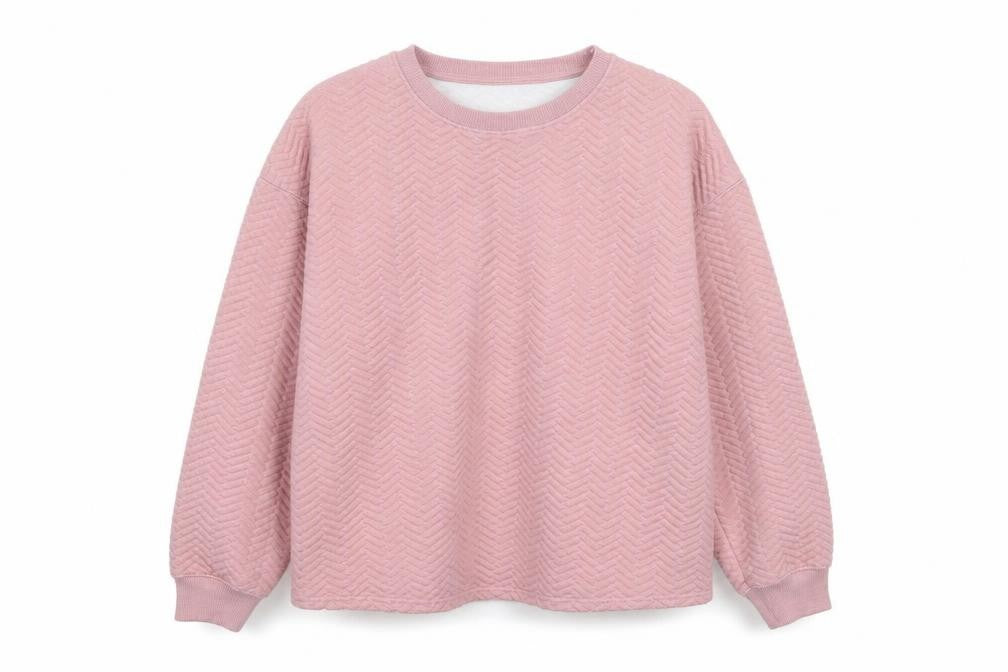 Front view of New Look women’s pink round neck polyester jumper, size L