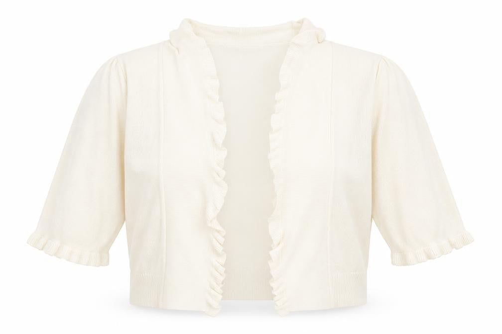 Front view of Gerard women’s white collared viscose cardigan jumper, size XL