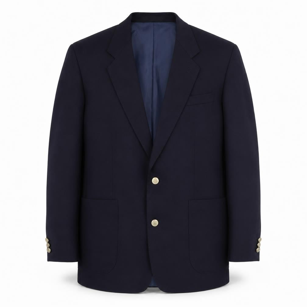 Front view of Michael Mayes men’s blue wool jacket suit jacket, size 40