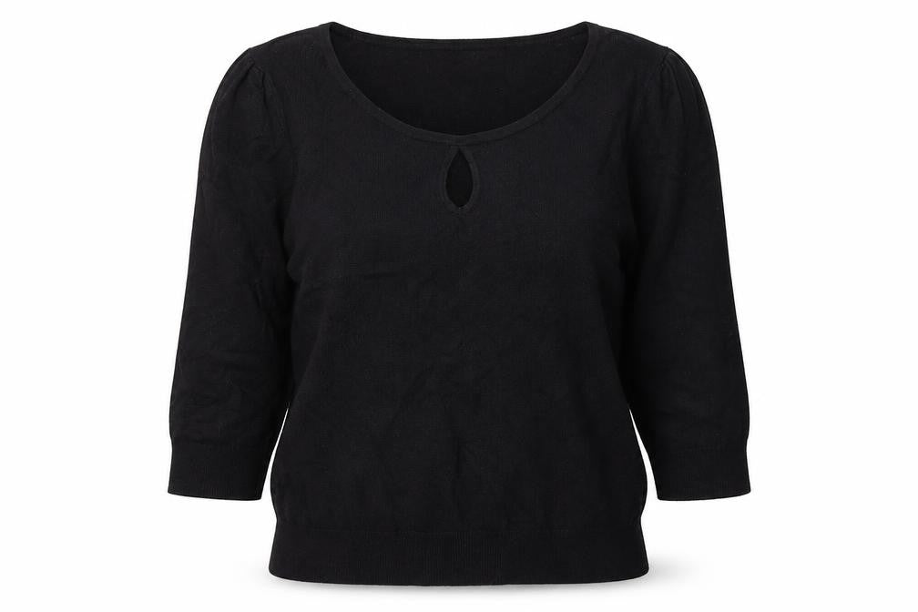 Front view of George women’s black round neck polyester jumper, size M