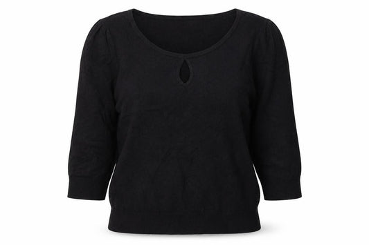 Front view of George women’s black round neck polyester jumper, size M