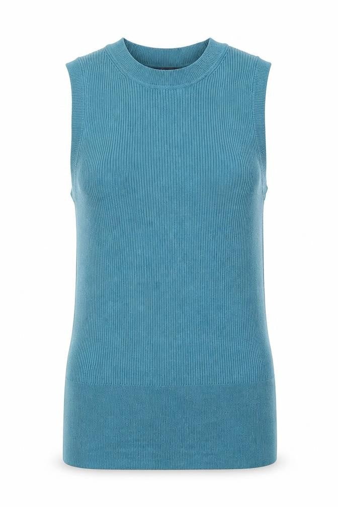 Marks and Spencer Womens Blue Round Neck  Viscose Vest Jumper Size 10