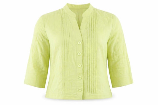 Front view of Country Casuals women’s green jacket, size M, button