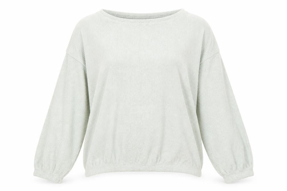 Front view of Peacocks women’s green round neck polyester jumper, size M