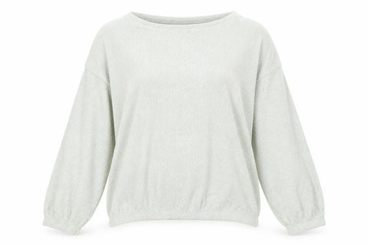 Front view of Peacocks women’s green round neck polyester jumper, size M