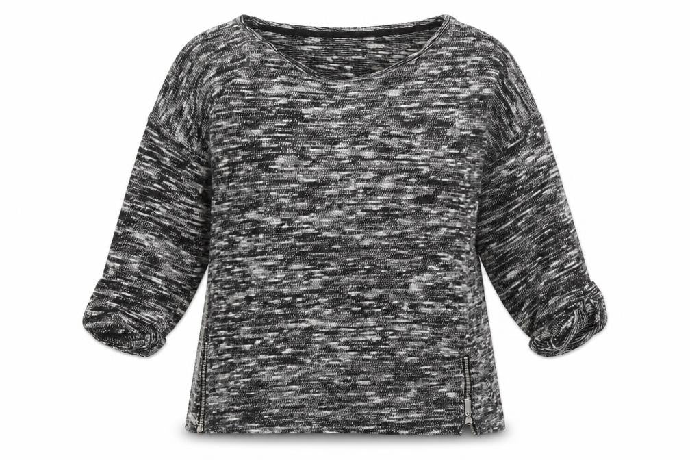 Front view of Preworn women’s multicoloured round neck striped polyester jumper, size M