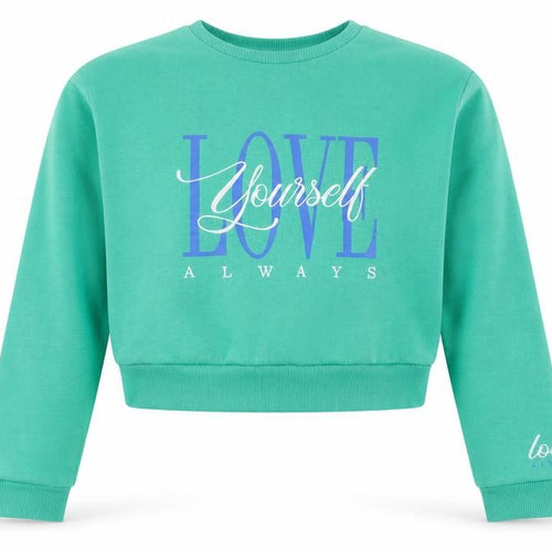 New Look Girls Green  Cotton Pullover Sweatshirt Size 12-13 Years   - Love yourself