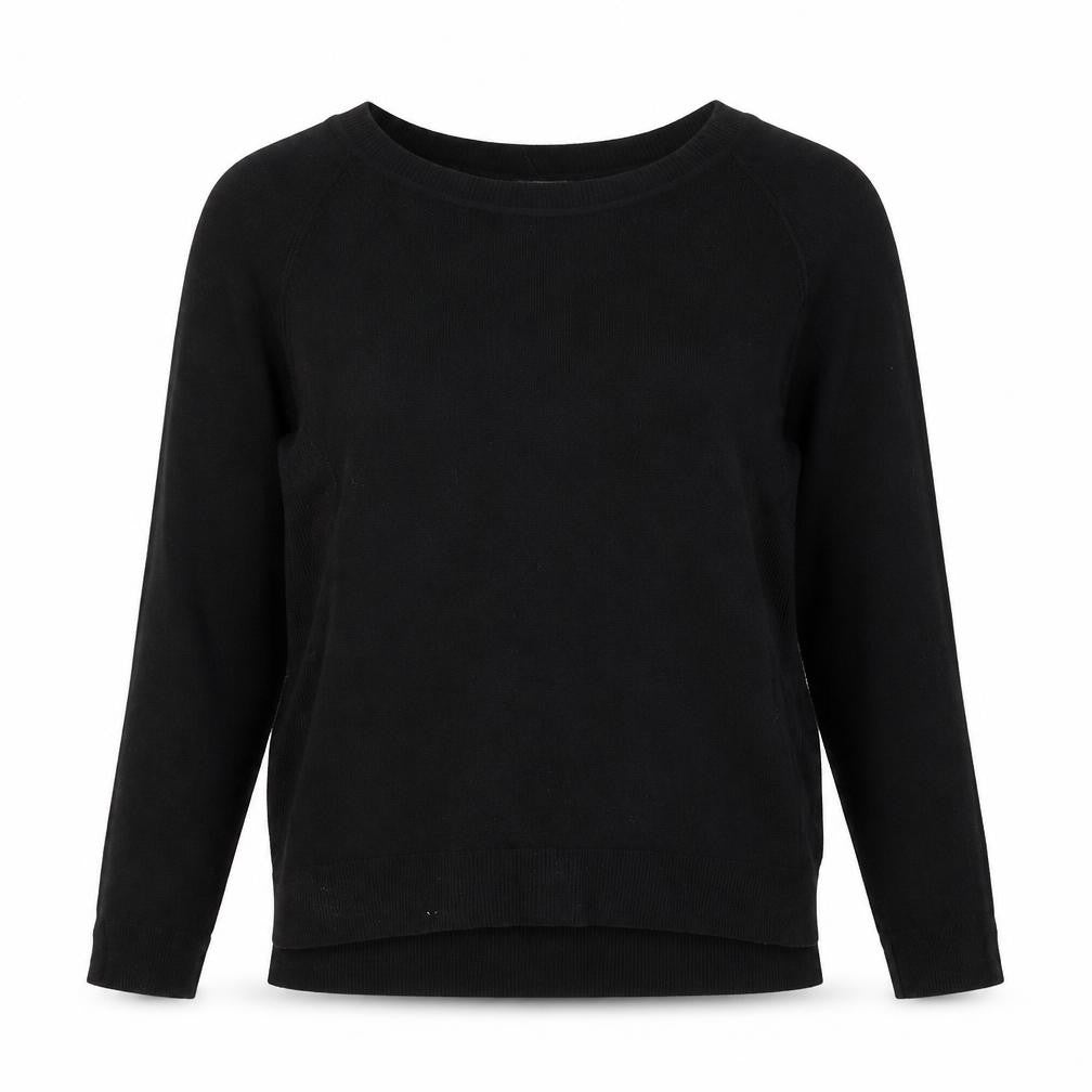 Front view of Primark women’s black scoop neck acrylic jumper, size L
