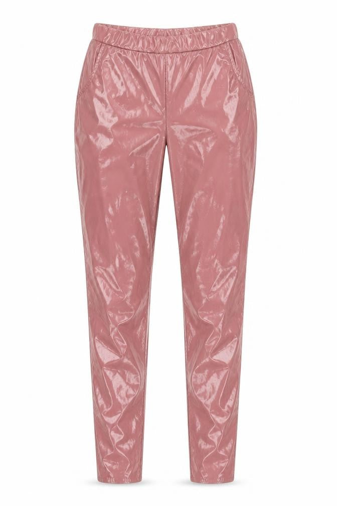 Front view of PRETTYLITTLETHING women’s pink polyester jegging leggings, size UK 4, 27-inch leg