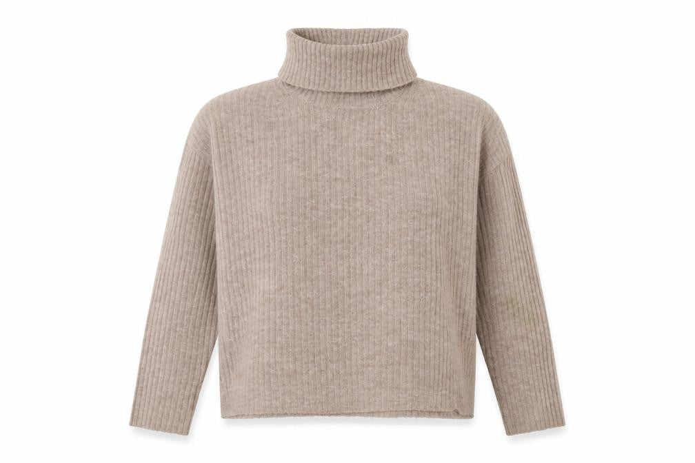 Front view of New Look women’s pink roll neck acrylic jumper, size S