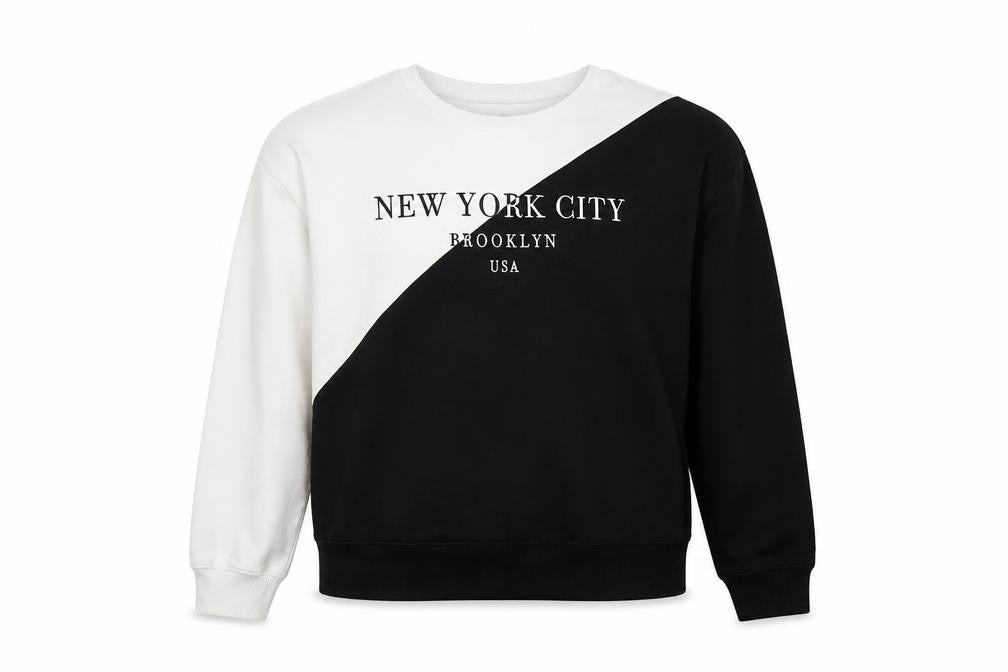 Front view of New Look women’s black cotton pullover sweatshirt, size S
