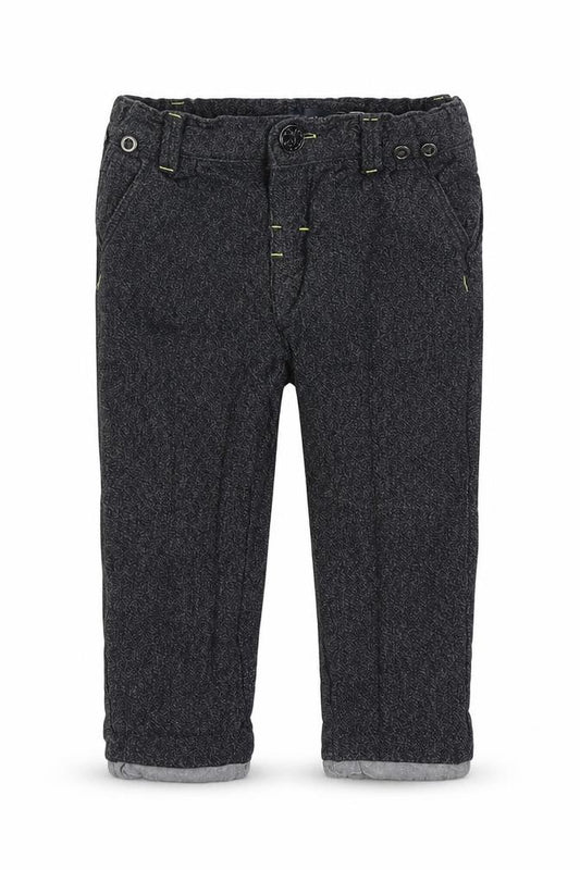 Front view of In Extensio boys’ grey cotton jogger trousers, size 9, months button