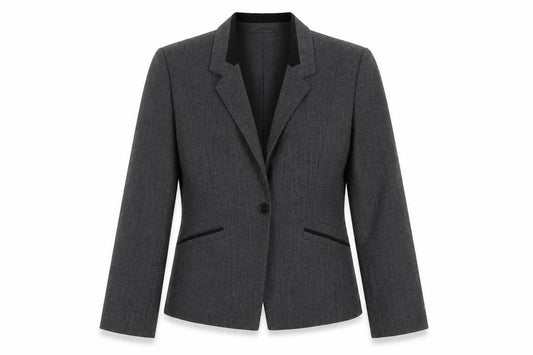 Front view of The Collection women’s grey jacket blazer, size UK 10, button