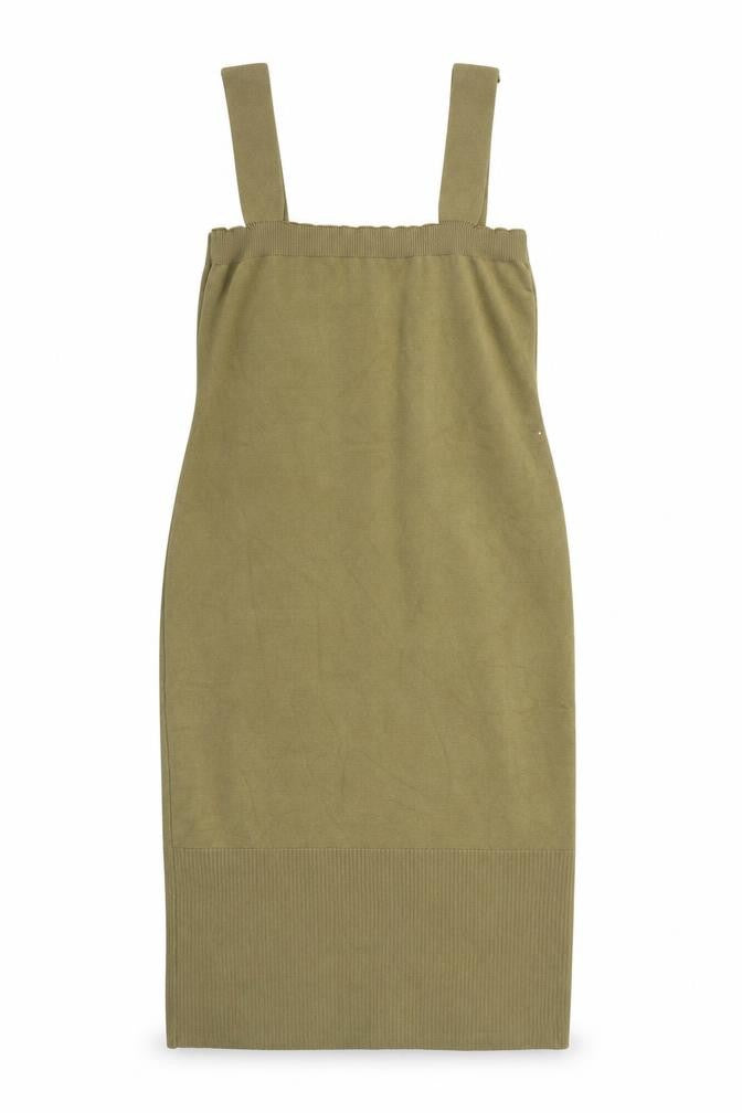 Front view of SHEIN women’s beige viscose bodycon, size M, square neck pullover