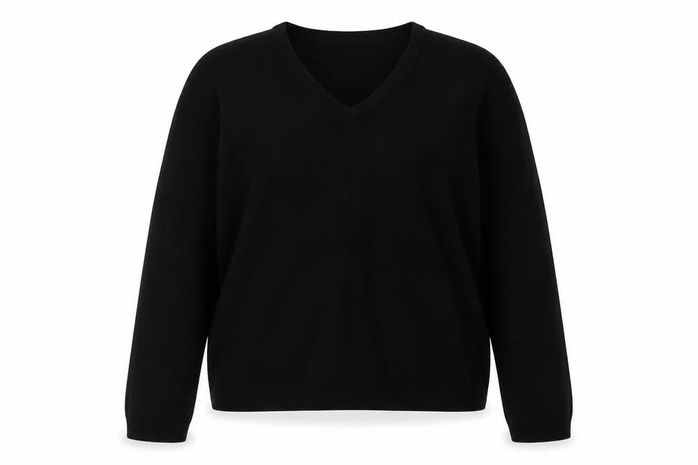 Front view of Zara women’s black crew neck rayon jumper, size XL