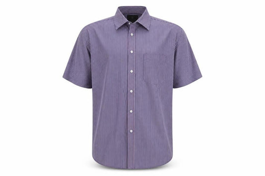 Front view of Marks & Spencer men’s blue cotton button-up, size 42, collared