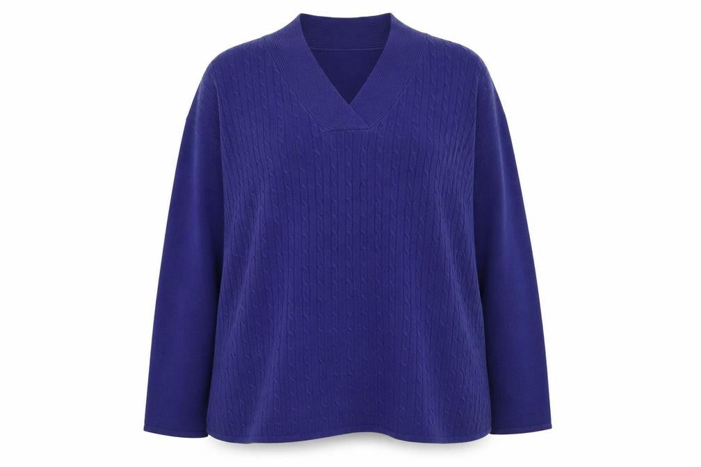 Front view of Bonmarché women’s red round neck acrylic jumper, size XL