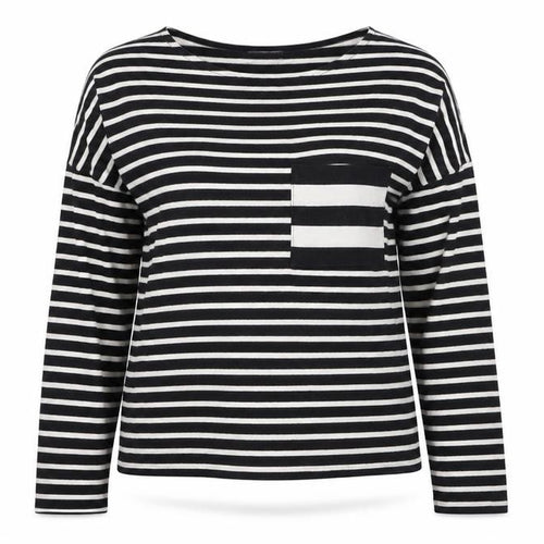 Marks and Spencer Womens Black Round Neck Striped Acrylic Pullover Jumper Size 10