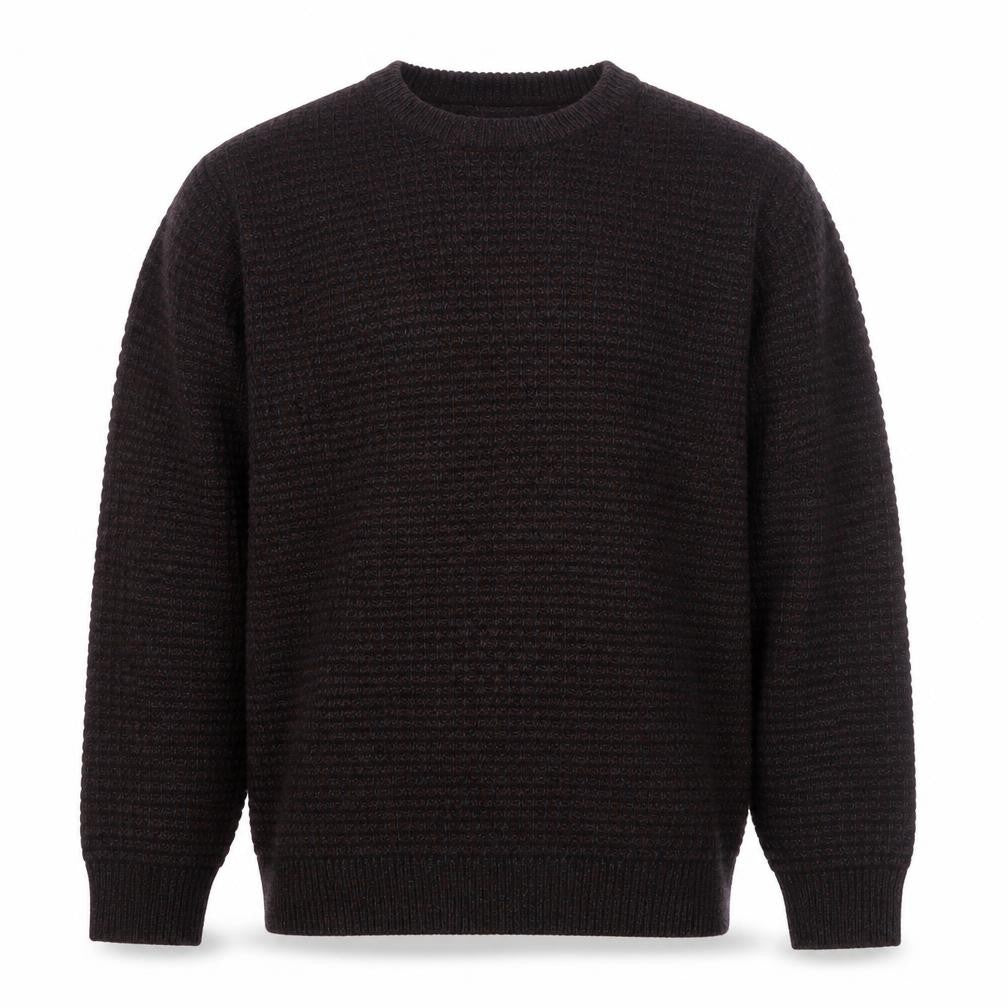 Front view of Matalan men’s red round neck acrylic jumper, size L