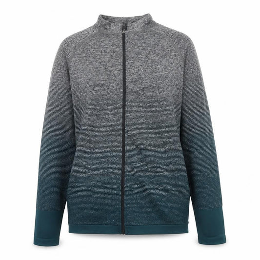 Front view of WorkOut women’s green jacket, size UK 12, zip - 12-14