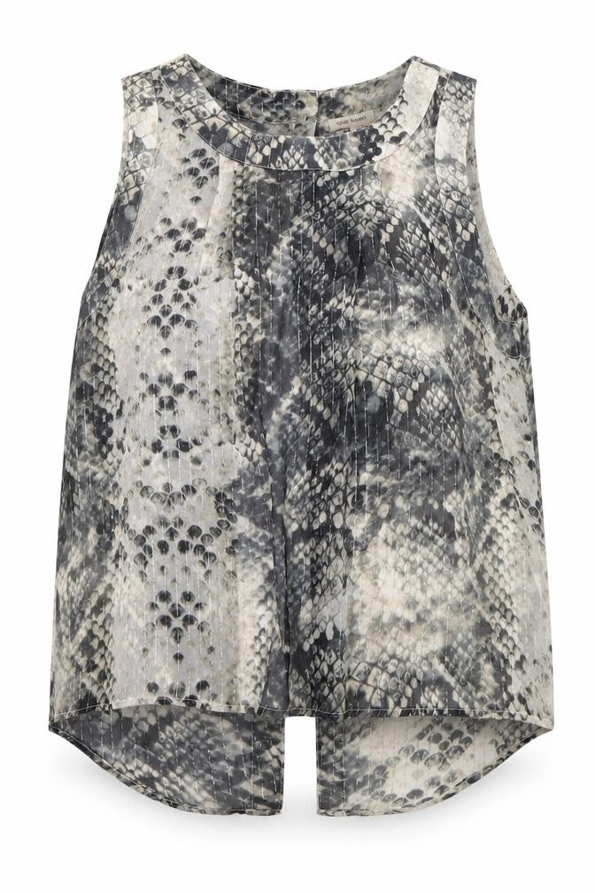 Front view of River Island women’s brown animal print polyester basic blouse, size UK 12, round neck