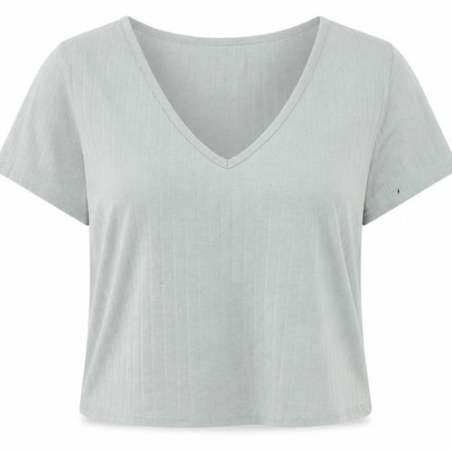 New Look Womens Green  Polyester Cropped T-Shirt Size 18 V-Neck