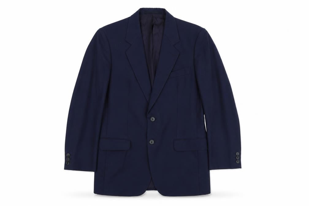 Front view of Skopes men’s blue polyester jacket suit jacket, size 38