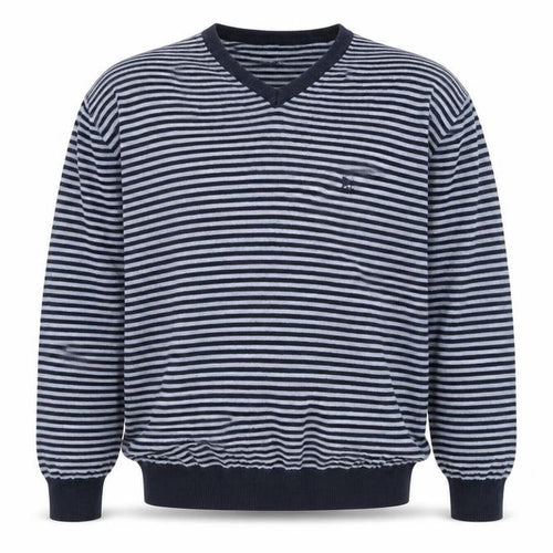 Debenhams Mens Blue Round Neck Striped Cotton Pullover Jumper Size 2XL