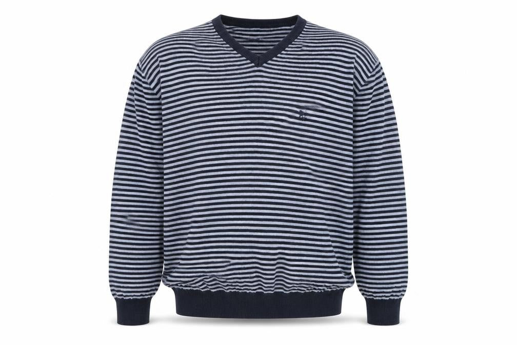 Debenhams Mens Blue Round Neck Striped Cotton Pullover Jumper Size 2XL