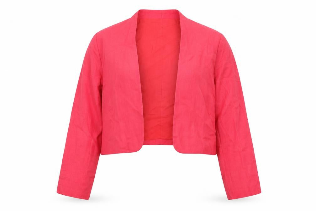 Front view of Pomdoro women’s pink jacket, size UK 14