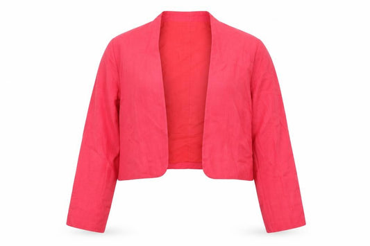Front view of Pomdoro women’s pink jacket, size UK 14