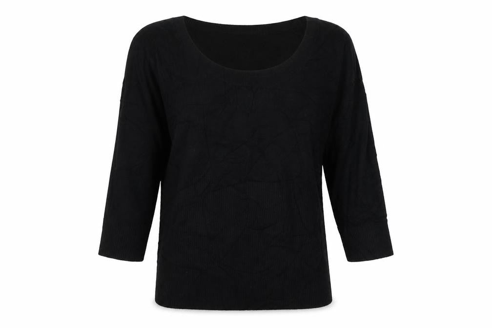 Front view of Principles women’s black round neck viscose jumper, size UK 12
