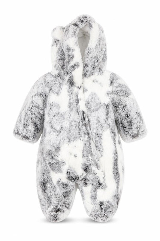 Front view of Cutie Couture Baby Grey Solid Polyester Robe One Piece, size 0-3, Months Zip
