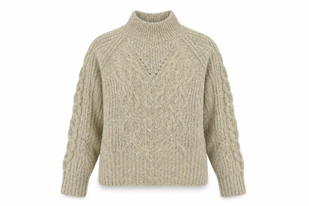 Front view of Marks & Spencer women’s brown round neck polyester jumper, size S