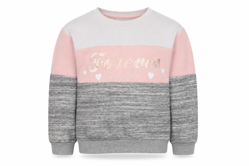 Front view of Primark girls’ grey polyester pullover sweatshirt, size 5-6, years