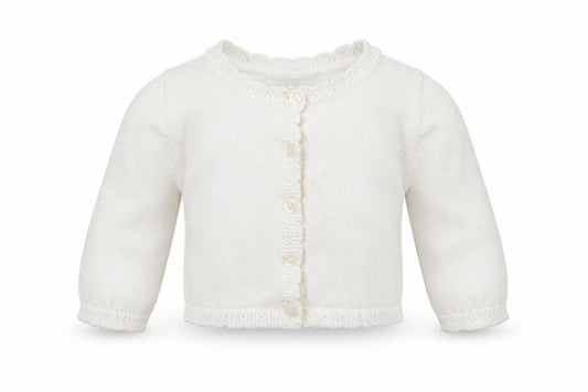 Front view of Next Baby Ivory Cotton Cardigan Jumper, size 3-6, Months