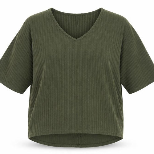 New Look Womens Green  Polyester Jersey T-Shirt Size S V-Neck