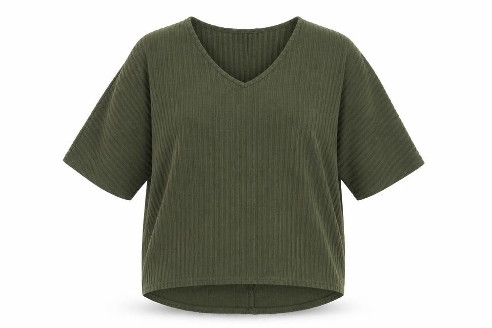 New Look Womens Green  Polyester Jersey T-Shirt Size S V-Neck